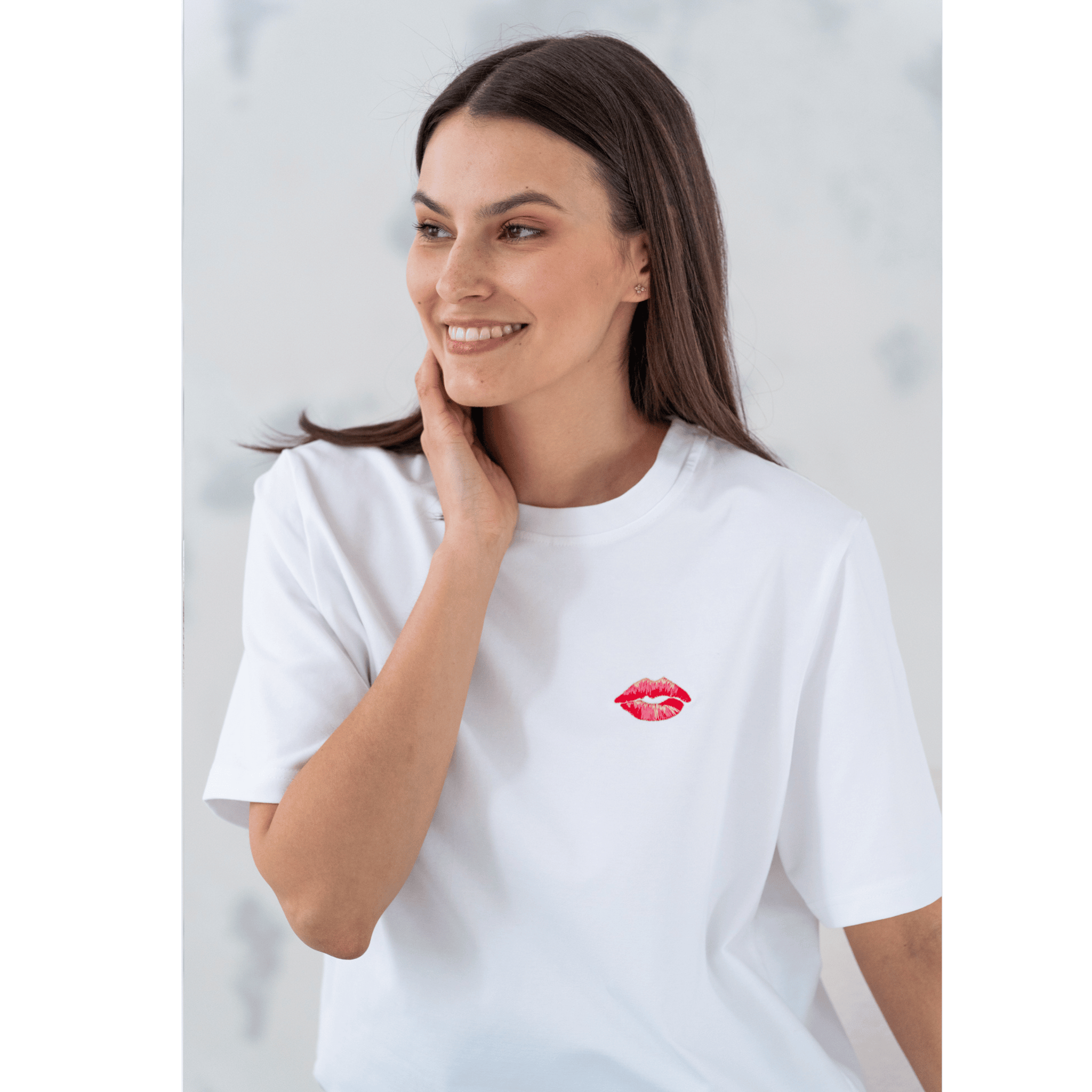 T-shirt damski CLASSIC biały z haftem USTA