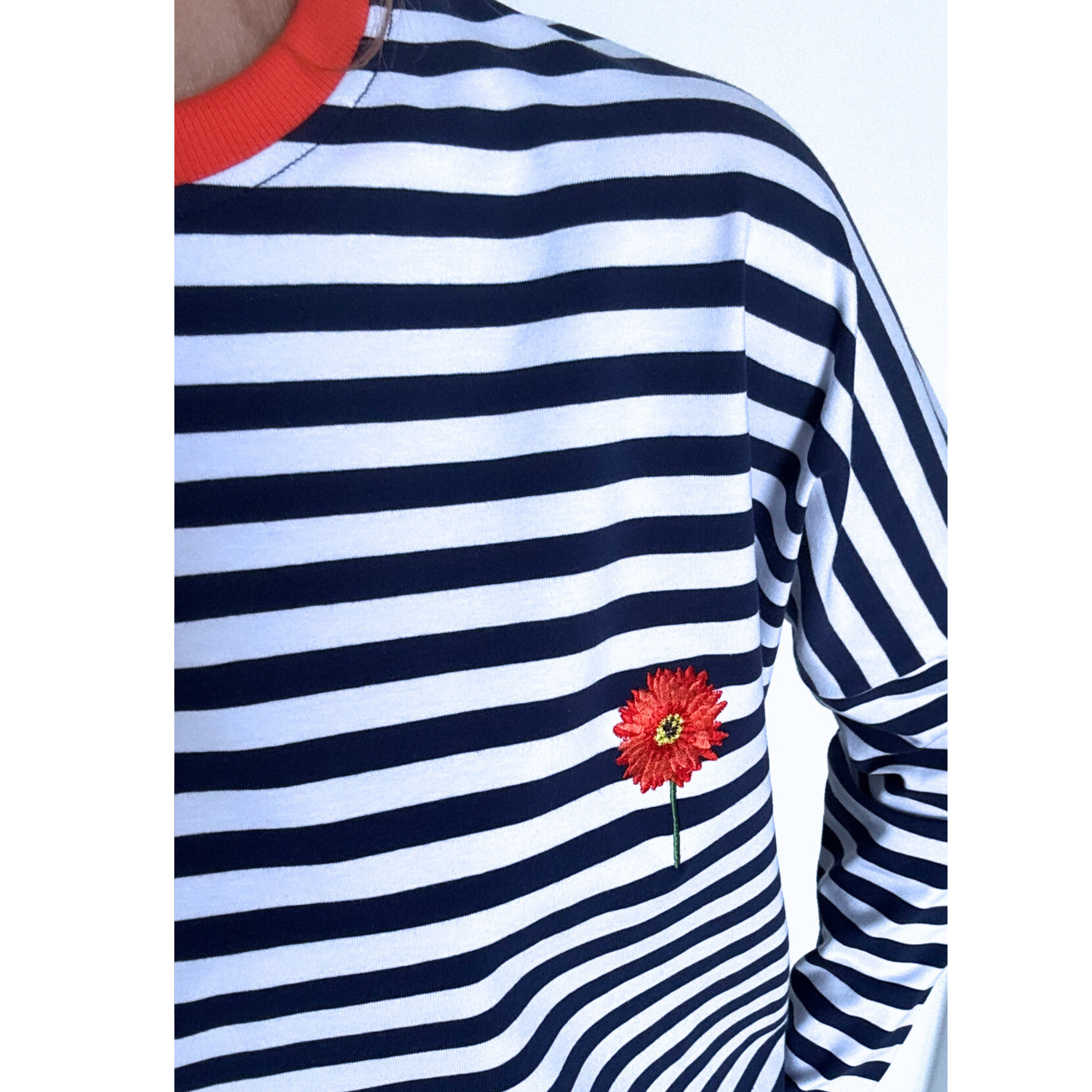 Bluzka damska oversize PASKI biało-granatowe GERBER